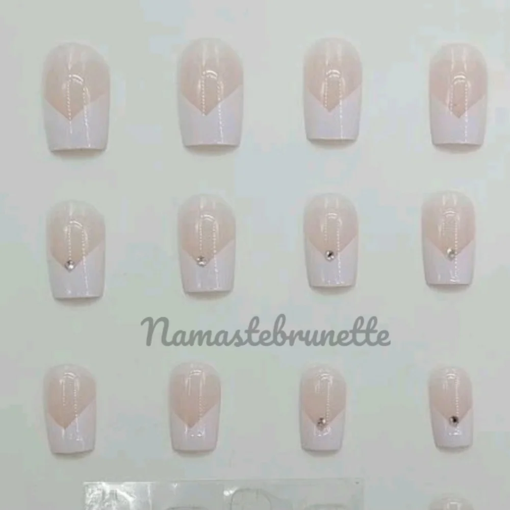 2/$16 Rhinestone French Manicure Press On Nails - Picture 9 of 12